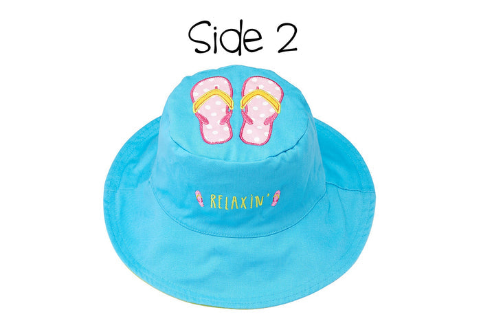Reversible Baby & Kids Sun Hat - Muskoka Chair & Flip Flops
