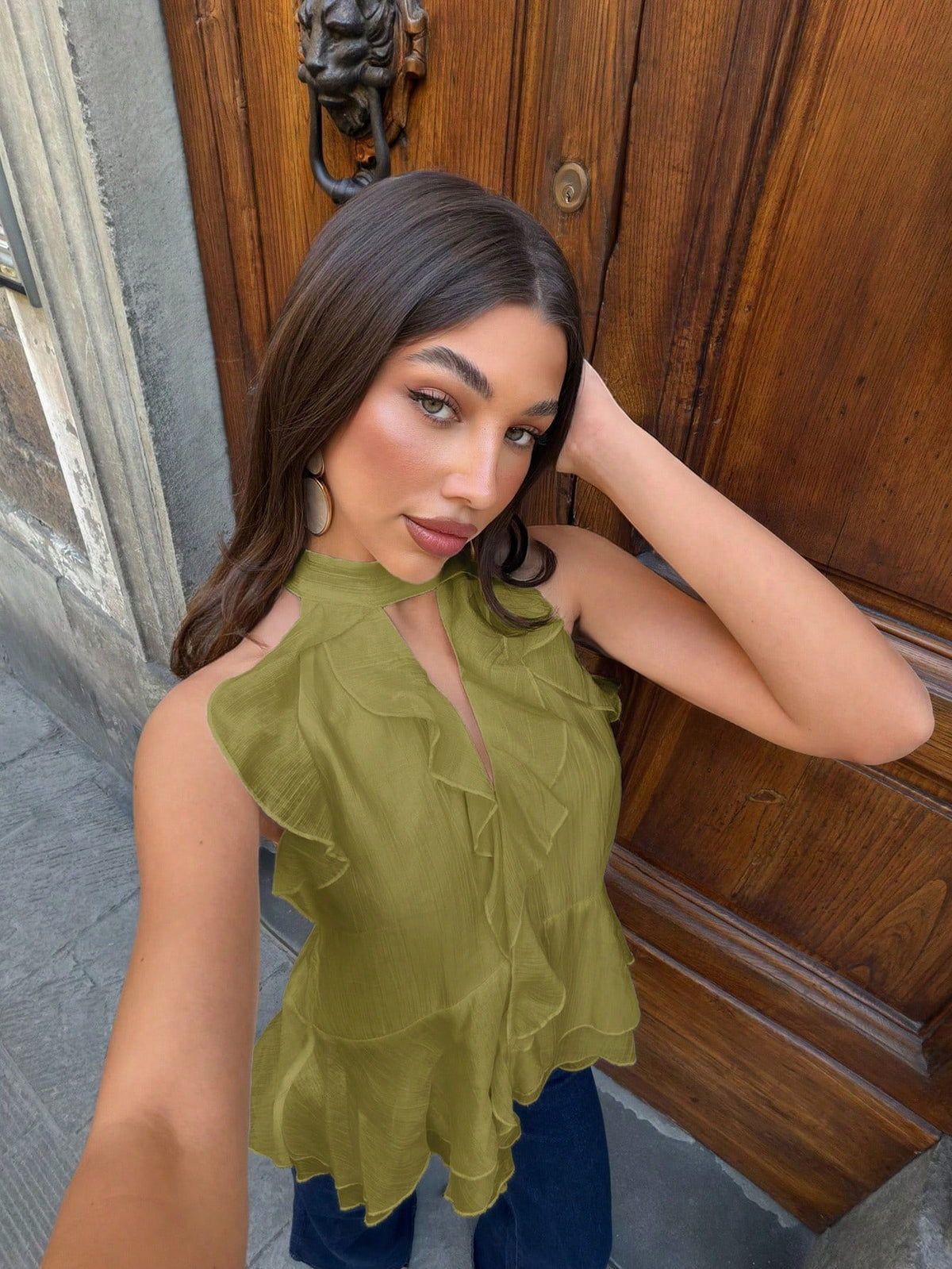 Siren Gaze Spring/Summer New Ruffle Blouse For Women Elegant