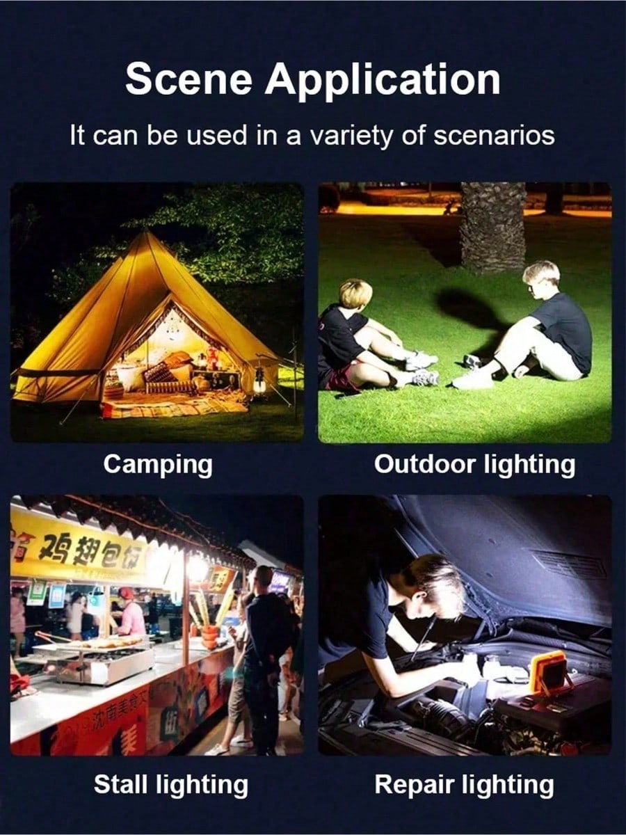 Solar Camping Lantern With Power Bank Function, Dual Charging Design Via Solar Panel & USB Cable, 3 Light Modes, 4 Levels LED Power Indicator, ABS Weatherproof Compact Portable Tent Hangable Emergency