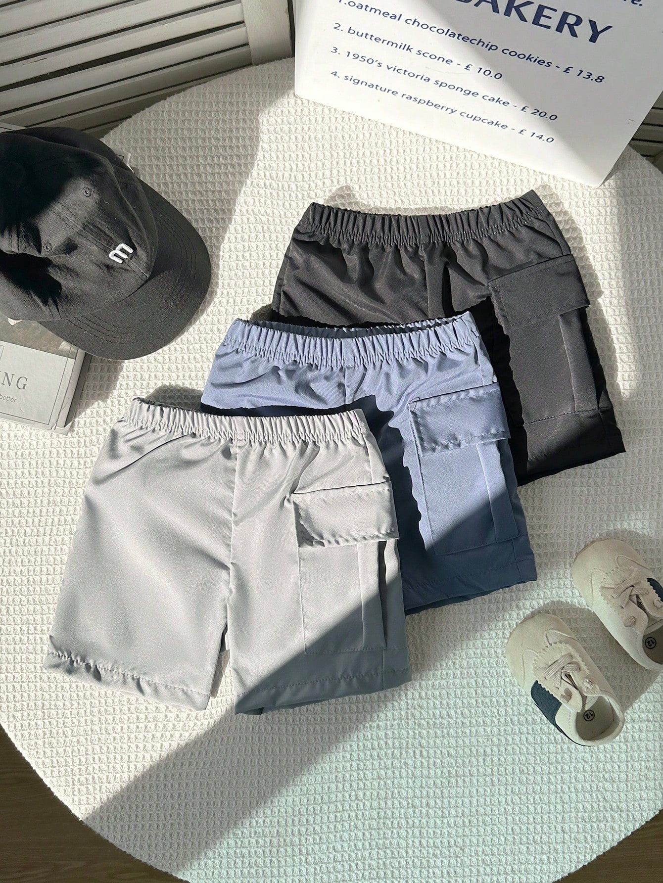 Souflis Souflis 3 Packs Toddler Boys' Casual Cargo Shorts Soft & Comfortable Multi-Pocket Bottoms For Daily Wear Outdoor School Vacation & Sports