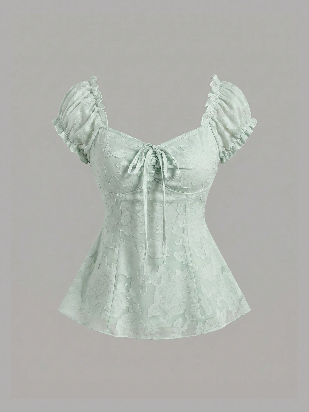 Sweetra Elegant Floral Embroidered Chiffon Blouse With Bow Tie, Sweet And Charming Summer Top For Women