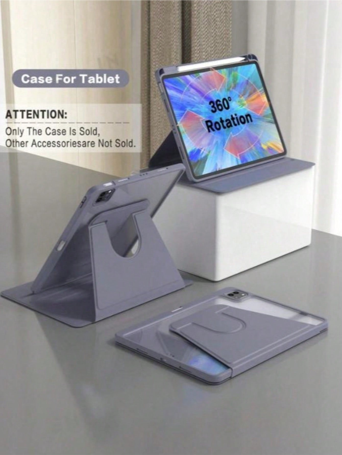 TenYide Shockproof Solid Color Flip Pad Case Rotating Protective Case Compatible With 5th/6th/7th/8th/9th/10th/11th Gen, Mini 6th/7th Gen, Air 1st/2nd/3rd/4th/5th Gen, 11-Inch (M2)/11-Inch (M3)/13-Inc