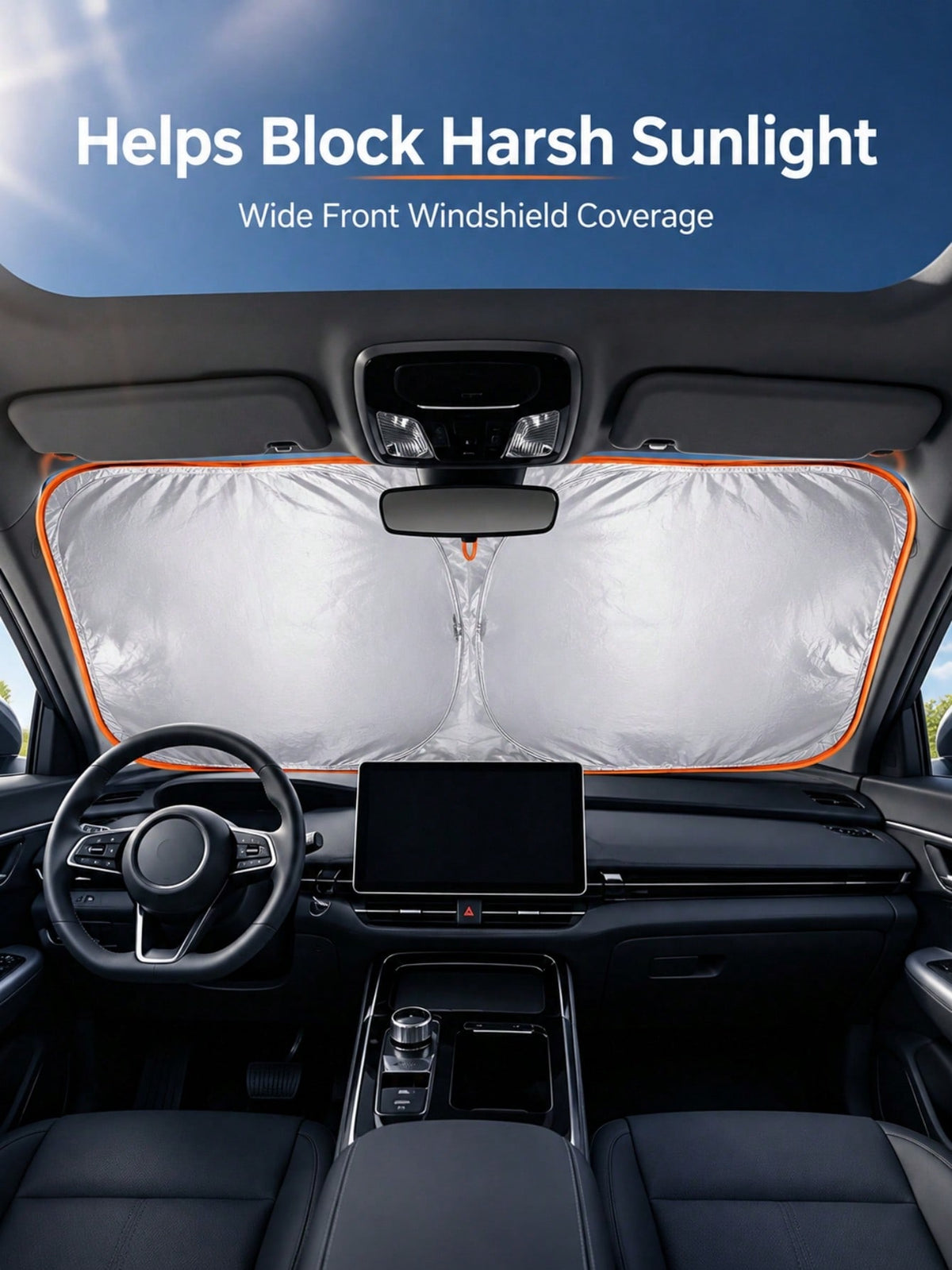 Thickened, Heat-Blocking Foldable Sunshade With A Reflective Silver Surface For UV Protection. Suitable For All Drivers And Vehicles-From Daily Commutes To Camping Trips; Practical For Summer Use In S