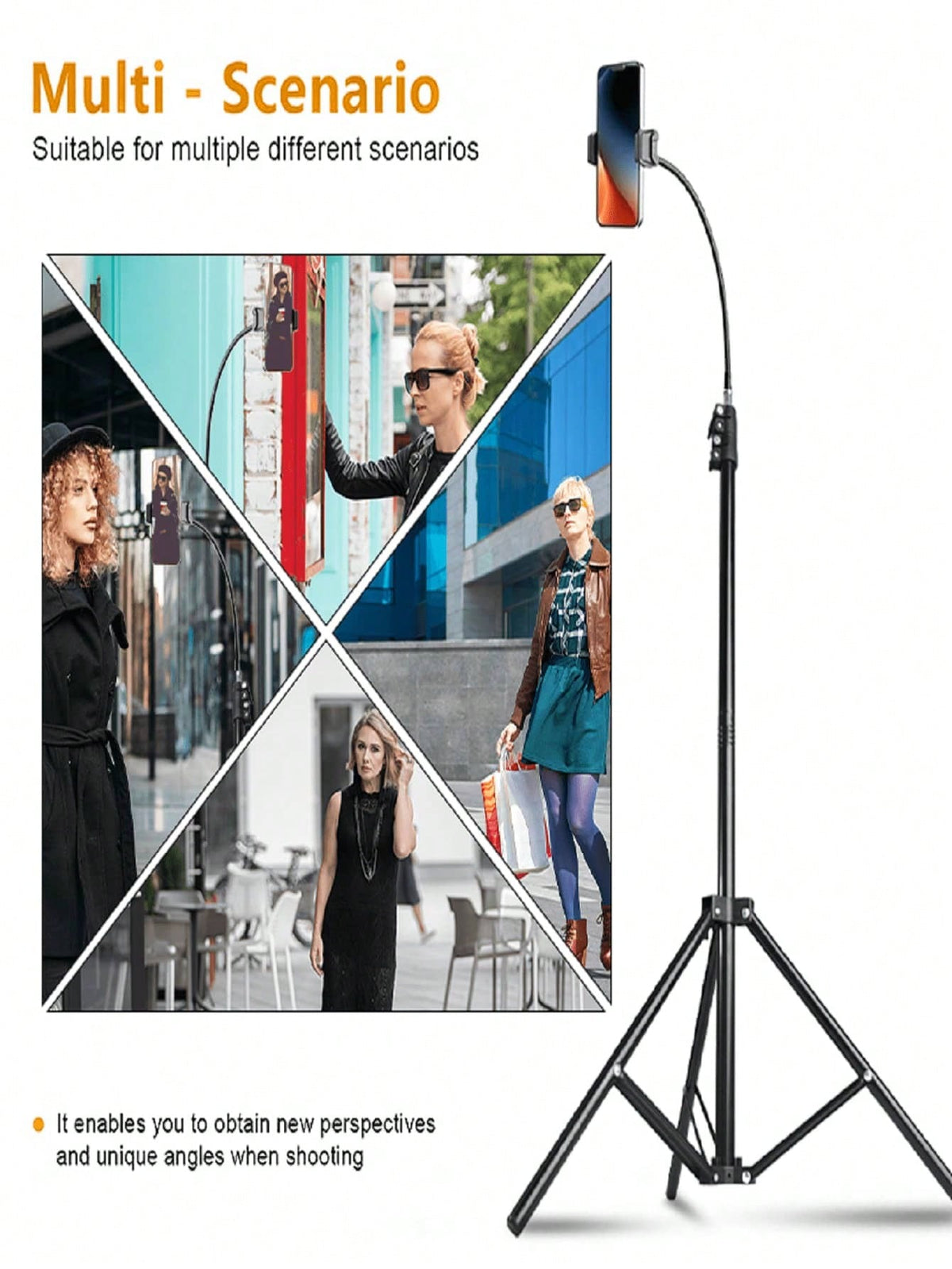 This 63-Inch Aluminum Alloy Phone Holder Includes A 13.7-Inch Delay Hose And Phone Clip, Compatible With DSLR Cameras, Smartphones, Projectors, Binoculars, And Webcams. Ideal For Travel, Live Streamin