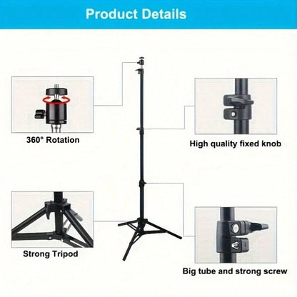 1.1 M Landing Tripod Camera Projector Mobile Phone Stand Adjustable Height Portable Lazy Man Stand Compatible With IPhone, Android Phone, Gift For Birthday, Family, Friends For Office, Dorm And Home U