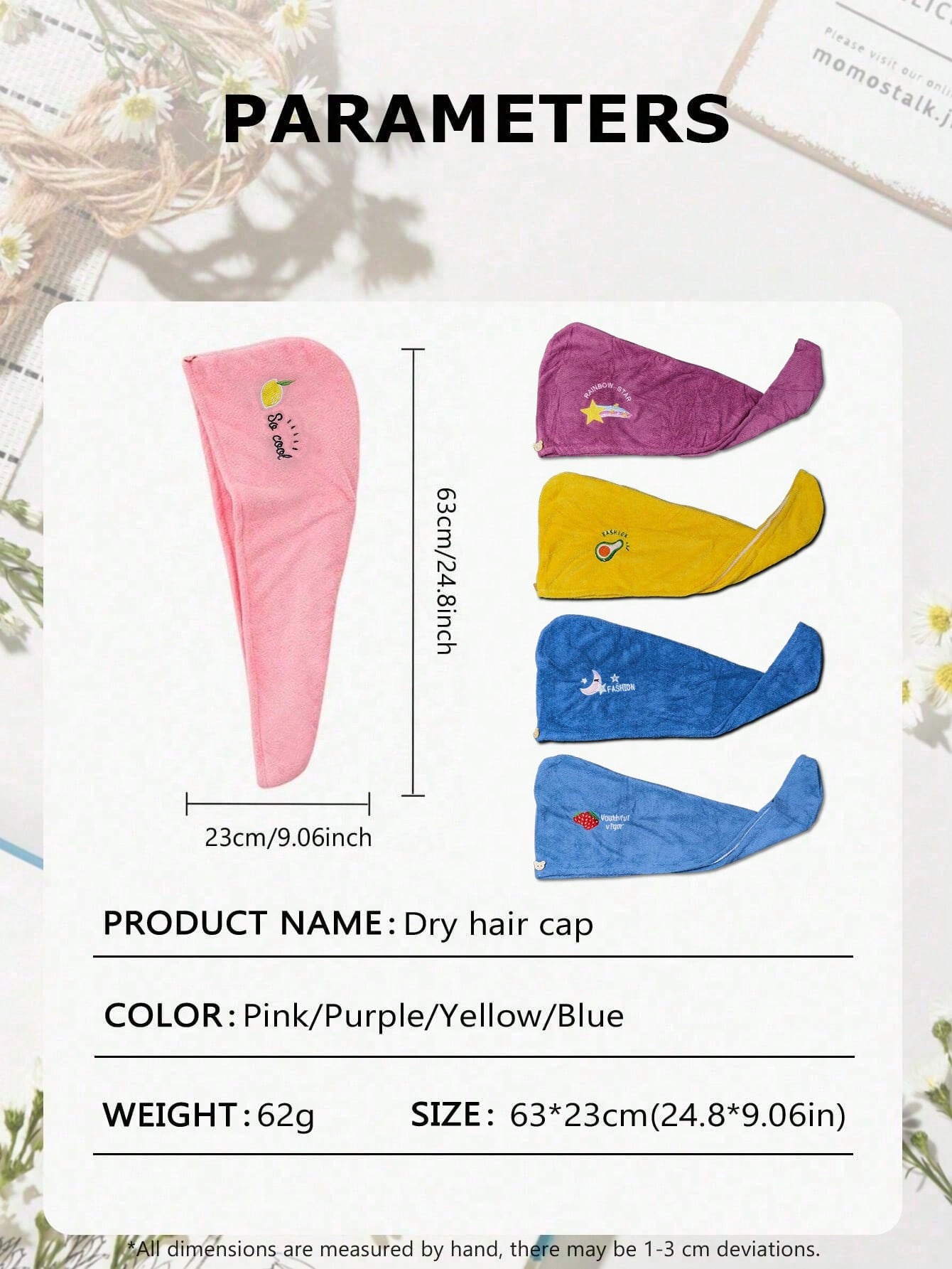 1-10pcs Women's Dry Hair Cap Thickened Coral Fleece Absorbent Triangle Cap Cartoon Embroidered Dry Hair Towel Bath Cap Hair Care Products Accessories Women's Hair Accessories
