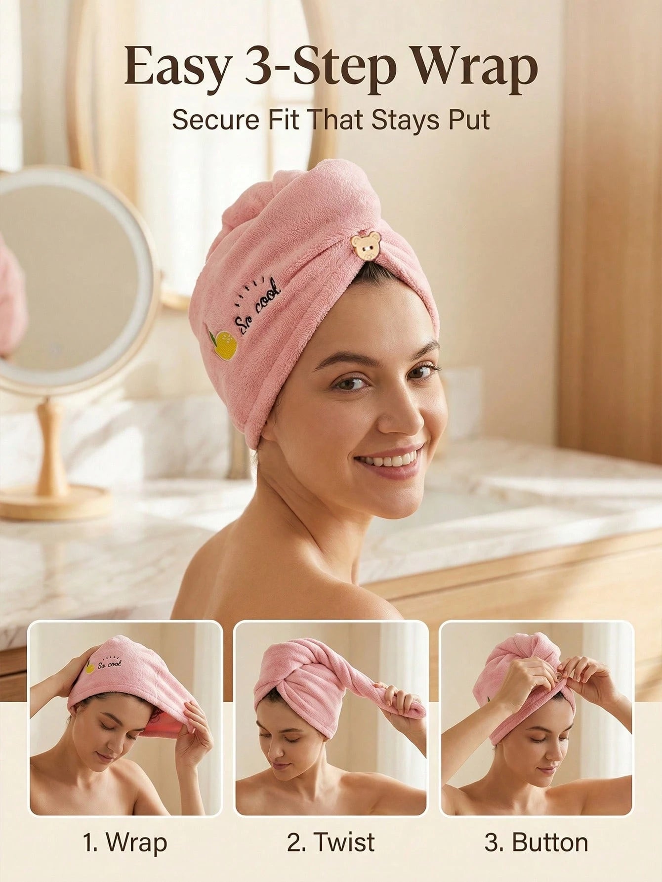 1-10pcs Women's Dry Hair Cap Thickened Coral Fleece Absorbent Triangle Cap Cartoon Embroidered Dry Hair Towel Bath Cap Hair Care Products Accessories Women's Hair Accessories