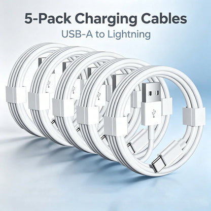 1/2/3/4/5pcs 6.6ft/200cm USB Fast Charging Data Cable, High-Efficiency Data Transfer Fast Charging Cable Compatible With Phone 17/16 Pro Max/16 Pro/16 Plus/16/15 Series, Extra Long Durable Charging Ca