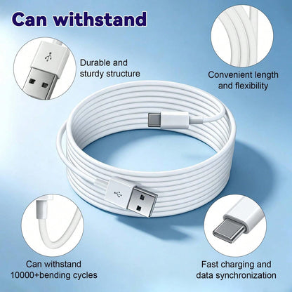 1/2/3/4/5pcs 6.6ft/200cm USB Fast Charging Data Cable, High-Efficiency Data Transfer Fast Charging Cable Compatible With Phone 17/16 Pro Max/16 Pro/16 Plus/16/15 Series, Extra Long Durable Charging Ca