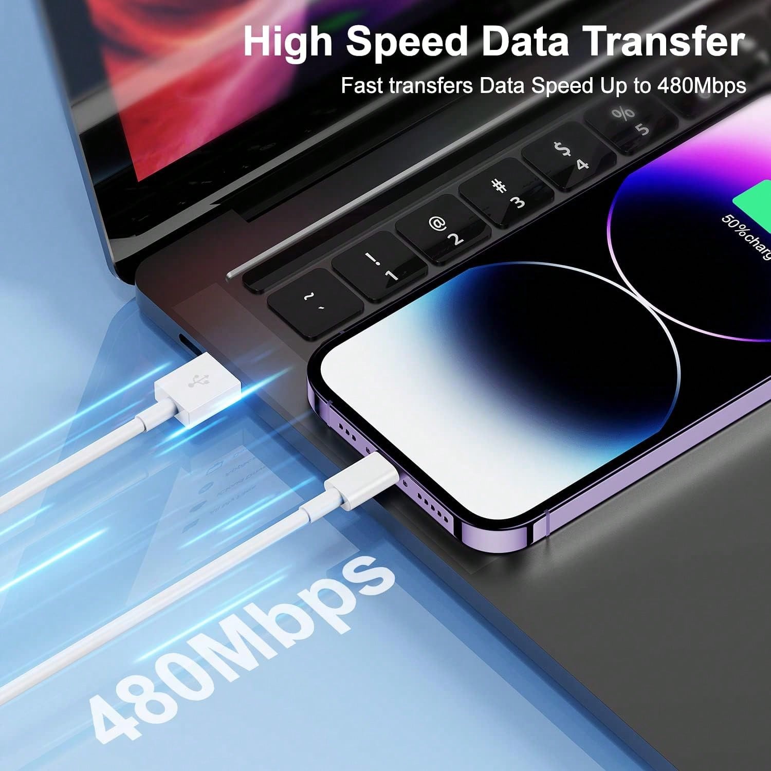 1/2/3/4/5pcs 6.6ft/200cm USB Fast Charging Data Cable, High-Efficiency Data Transfer Fast Charging Cable Compatible With Phone 17/16 Pro Max/16 Pro/16 Plus/16/15 Series, Extra Long Durable Charging Ca
