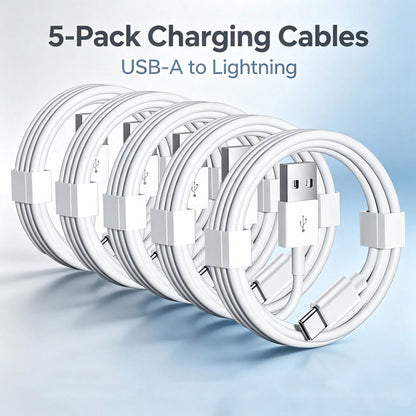 1/2/3/4/5pcs 6.6ft/200cm USB Fast Charging Data Cable, High-Efficiency Data Transfer Fast Charging Cable Compatible With Phone 17/16 Pro Max/16 Pro/16 Plus/16/15 Series, Extra Long Durable Charging Ca