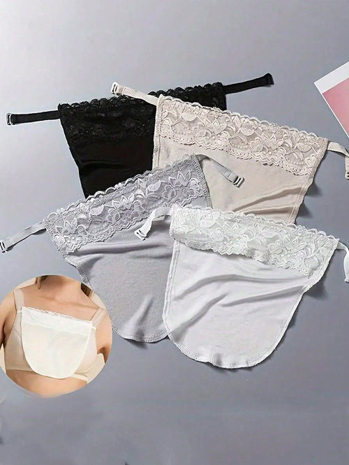 1/2/3/4pcs Women's Color Block Lace Bra Pad Bralette Accessories With Striped Pattern, Removable & Washable Push Up Bra Pads Made Of Woven Polyester,Anti-Leakage Chest Shield Pads, Women's Lingerie &