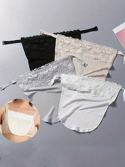 1/2/3/4pcs Women's Color Block Lace Bra Pad Bralette Accessories With Striped Pattern, Removable & Washable Push Up Bra Pads Made Of Woven Polyester,Anti-Leakage Chest Shield Pads, Women's Lingerie &