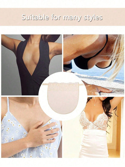 1/2/3/4pcs Women's Color Block Lace Bra Pad Bralette Accessories With Striped Pattern, Removable & Washable Push Up Bra Pads Made Of Woven Polyester,Anti-Leakage Chest Shield Pads, Women's Lingerie &