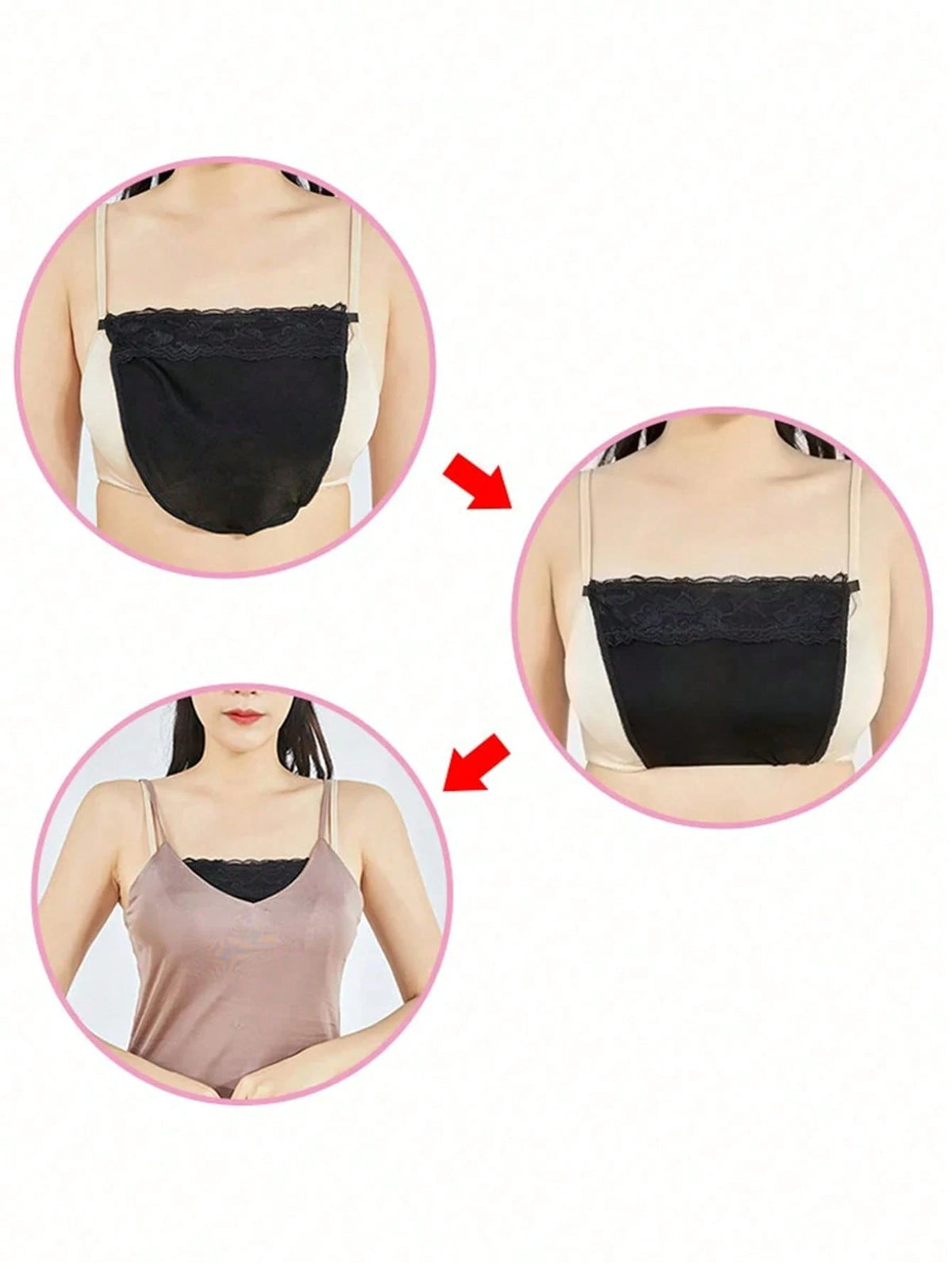 1/2/3/4pcs Women's Color Block Lace Bra Pad Bralette Accessories With Striped Pattern, Removable & Washable Push Up Bra Pads Made Of Woven Polyester,Anti-Leakage Chest Shield Pads, Women's Lingerie &