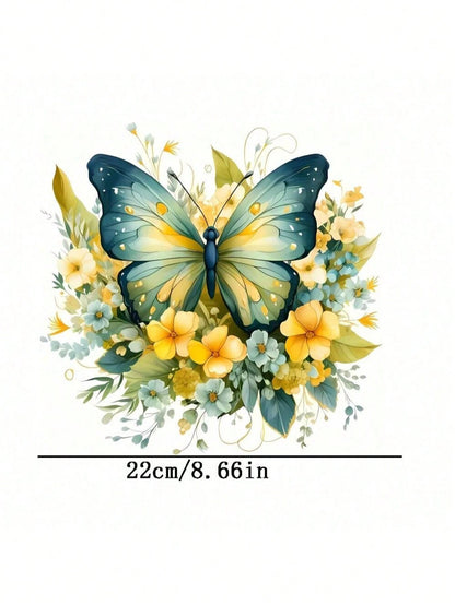 1/2/3pcs Green Butterfly Pattern Heat Transfer Stickers, Suitable For DIY T-Shirts, Jeans, Hoodies, Bags, Pillows (Mixed Colors), Holiday Crafts, Durable Decoration, Clothing Embellishment, Party Deco