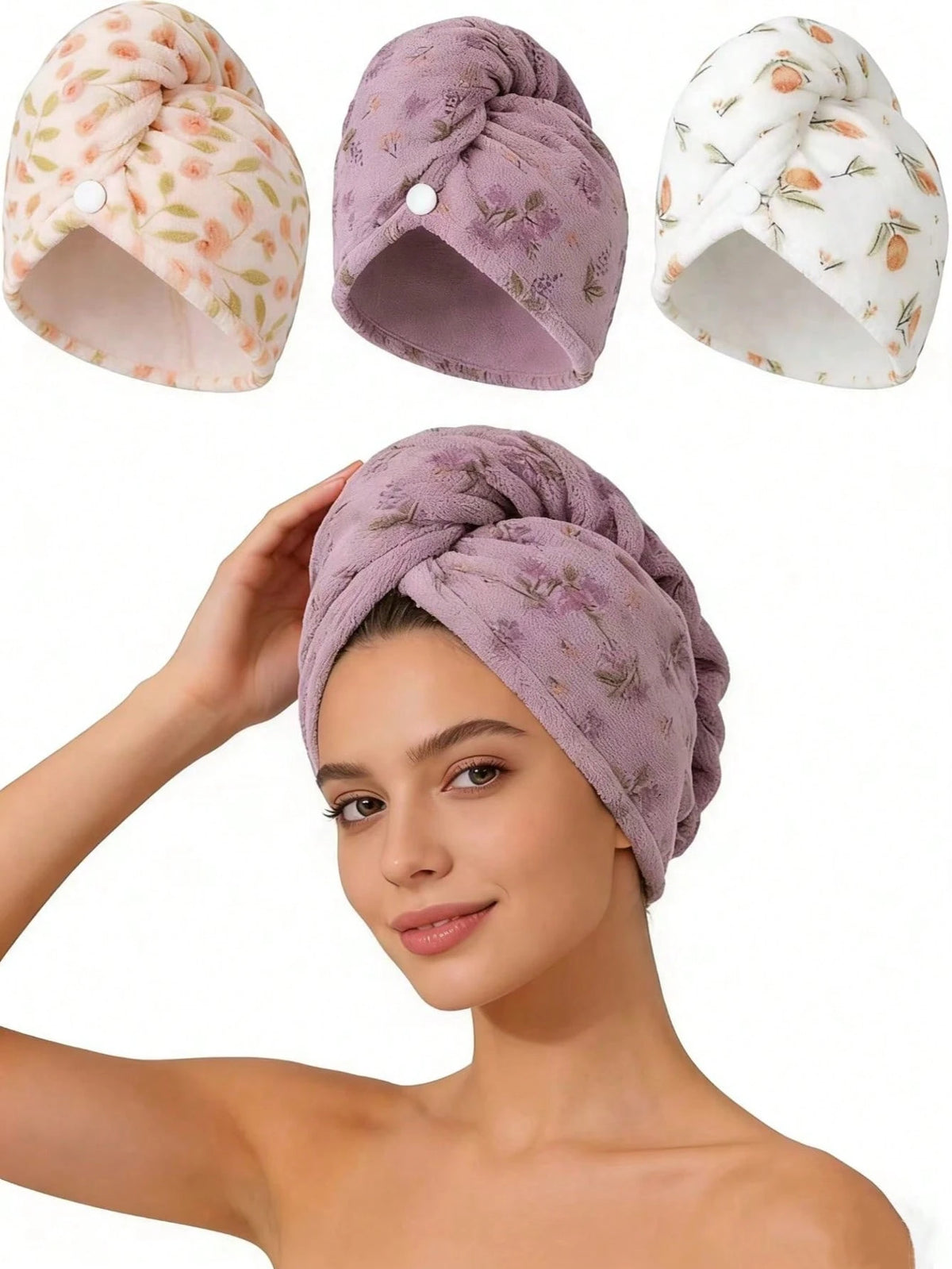 1/2/3Pcs Printed Hair Drying Caps, Thickened Super Water Absorbent, Quick Dry, Soft & Skin-Friendly, Lint & Pilling Resistant, Unisex, Gift For Valentine's Day, Thanksgiving & Christmas