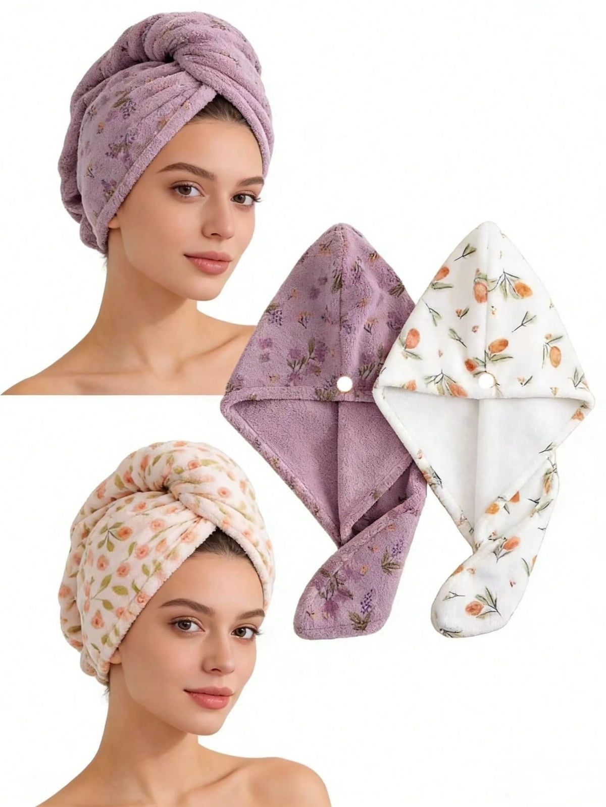 1/2/3Pcs Printed Hair Drying Caps, Thickened Super Water Absorbent, Quick Dry, Soft & Skin-Friendly, Lint & Pilling Resistant, Unisex, Gift For Valentine's Day, Thanksgiving & Christmas