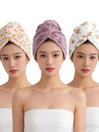 1/2/3Pcs Printed Hair Drying Caps, Thickened Super Water Absorbent, Quick Dry, Soft & Skin-Friendly, Lint & Pilling Resistant, Unisex, Gift For Valentine's Day, Thanksgiving & Christmas