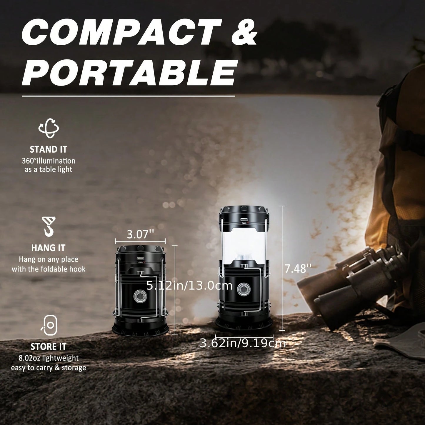 1/2/4-Pack Solar Camping Lantern, Collapsible LED Solar USB Rechargeable Lantern Flashlight Emergency Hanging Lights For Camping Hurricane Equipment Power Outages Supplies Storm Survival Kit Indoor Ou