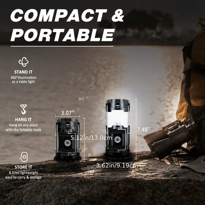 1/2/4-Pack Solar Camping Lantern, Collapsible LED Solar USB Rechargeable Lantern Flashlight Emergency Hanging Lights For Camping Hurricane Equipment Power Outages Supplies Storm Survival Kit Indoor Ou