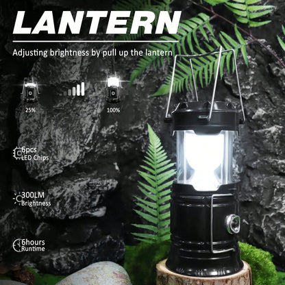 1/2/4-Pack Solar Camping Lantern, Collapsible LED Solar USB Rechargeable Lantern Flashlight Emergency Hanging Lights For Camping Hurricane Equipment Power Outages Supplies Storm Survival Kit Indoor Ou
