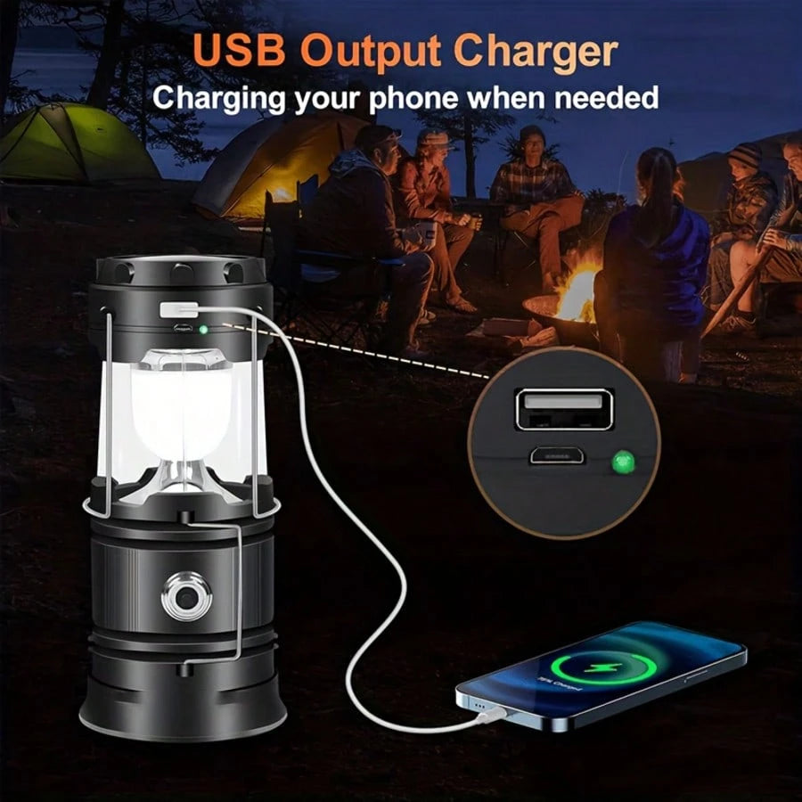 1/2/4-Pack Solar Camping Lantern, Collapsible LED Solar USB Rechargeable Lantern Flashlight Emergency Hanging Lights For Camping Hurricane Equipment Power Outages Supplies Storm Survival Kit Indoor Ou
