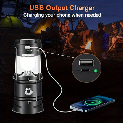 1/2/4-Pack Solar Camping Lantern, Collapsible LED Solar USB Rechargeable Lantern Flashlight Emergency Hanging Lights For Camping Hurricane Equipment Power Outages Supplies Storm Survival Kit Indoor Ou