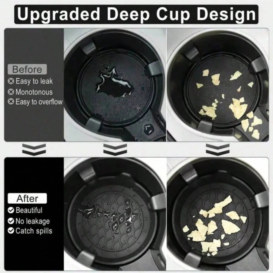 1/2/4pcs Black Round Car Anti-Slip Cup Holder Coasters, Creative Car Cup Holder Anti-Stain Wear-Resistant Interior Accessories, Easily Solve Water Cup Slipping And Cup Holder Dirt Accumulation Pain Po