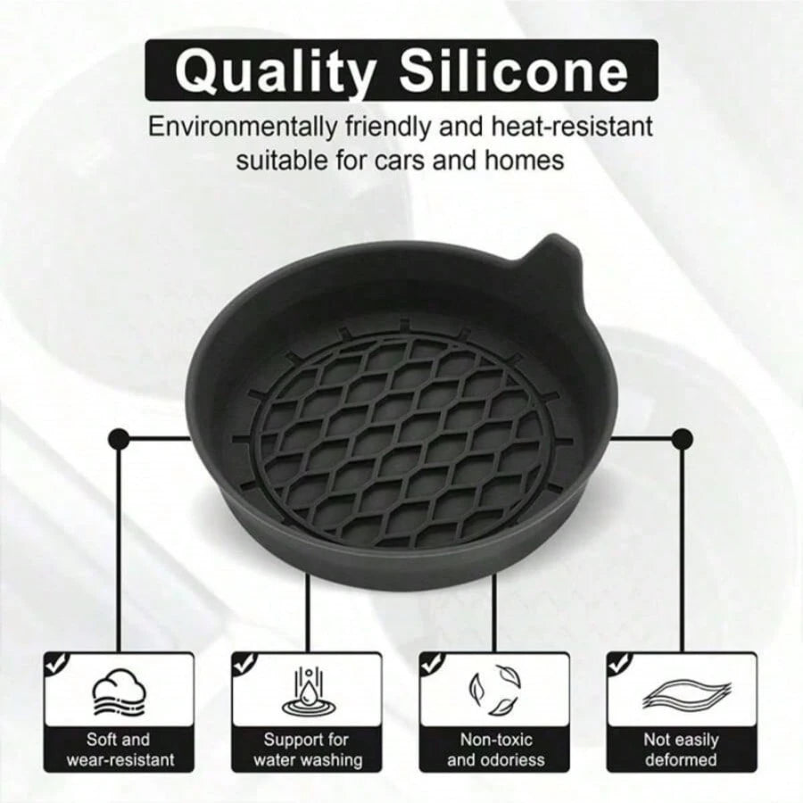 1/2/4pcs Black Round Car Anti-Slip Cup Holder Coasters, Creative Car Cup Holder Anti-Stain Wear-Resistant Interior Accessories, Easily Solve Water Cup Slipping And Cup Holder Dirt Accumulation Pain Po