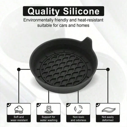 1/2/4pcs Black Round Car Anti-Slip Cup Holder Coasters, Creative Car Cup Holder Anti-Stain Wear-Resistant Interior Accessories, Easily Solve Water Cup Slipping And Cup Holder Dirt Accumulation Pain Po
