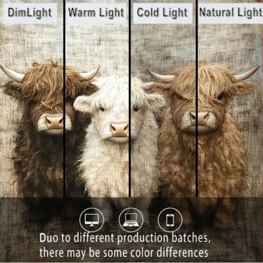 1/2/4pcs Highland Cow Pillow Covers- 2D Flat Print, Polyester Fabric, Warm Brown And Beige Design, Faux Embroidery Flat Print Pattern, Suitable For Home Decor, Cow Theme Decor, Cozy Room Decor, Count
