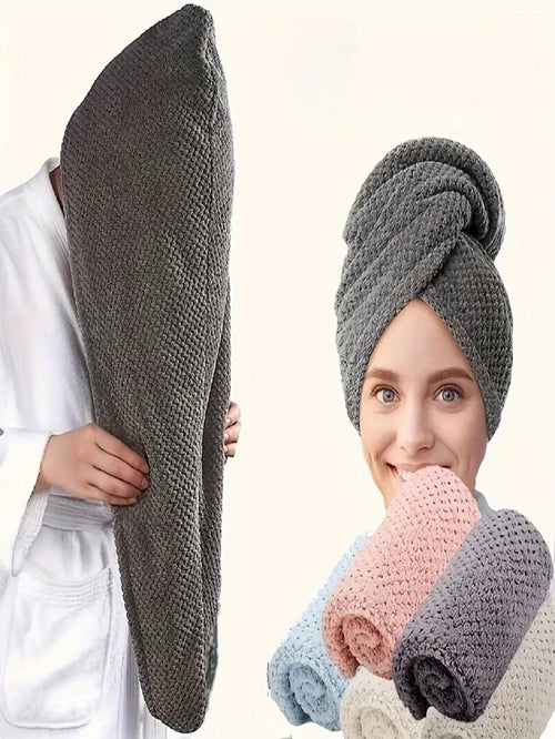 1/2/4pcs Microfiber Hair Towel, 300Gsm Soft Dry Hair Cap, Minimalist Solid Color Bathroom Towel, Super Absorbent Quick Dry Curly Hair Turban, Anti-Frizz Wet Hair Shower Cap, Bathroom Supplies