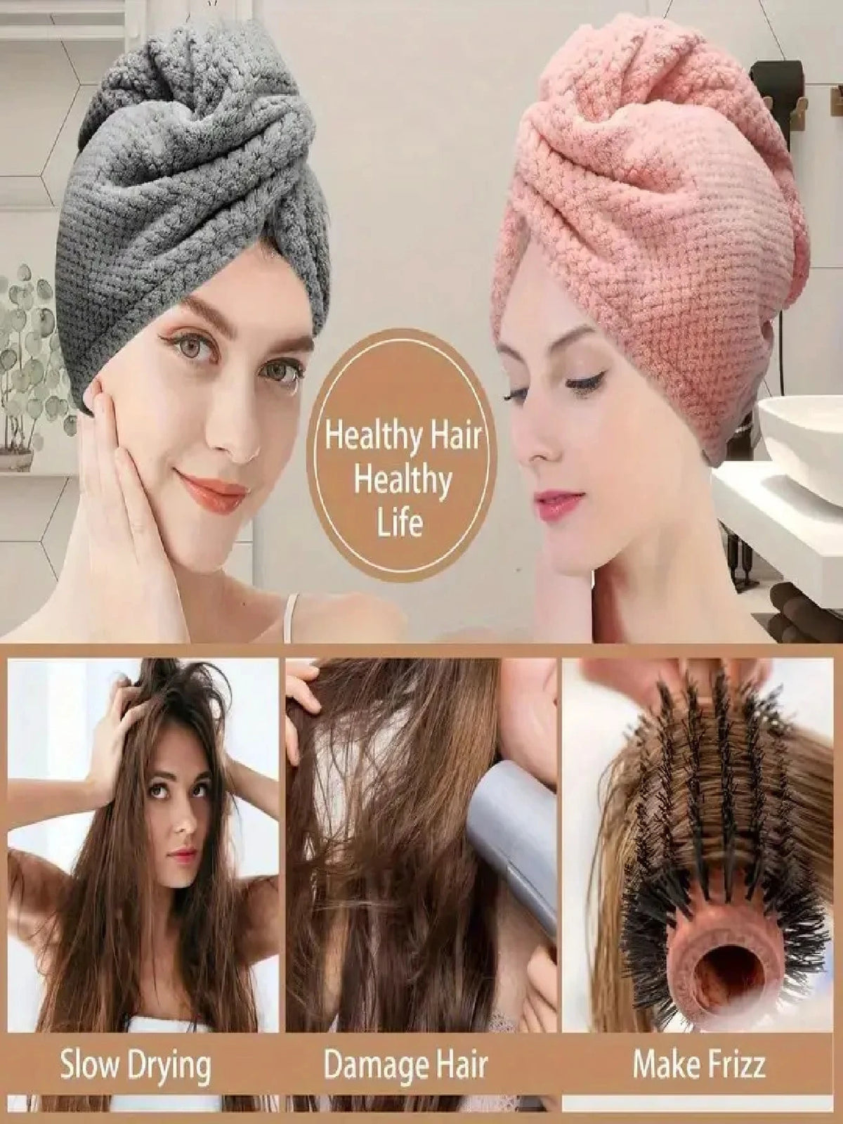 1/2/4pcs Microfiber Hair Towel, 300Gsm Soft Dry Hair Cap, Minimalist Solid Color Bathroom Towel, Super Absorbent Quick Dry Curly Hair Turban, Anti-Frizz Wet Hair Shower Cap, Bathroom Supplies