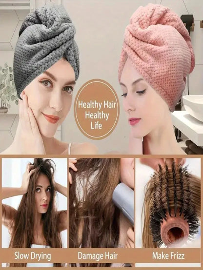 1/2/4pcs Microfiber Hair Towel, 300Gsm Soft Dry Hair Cap, Minimalist Solid Color Bathroom Towel, Super Absorbent Quick Dry Curly Hair Turban, Anti-Frizz Wet Hair Shower Cap, Bathroom Supplies