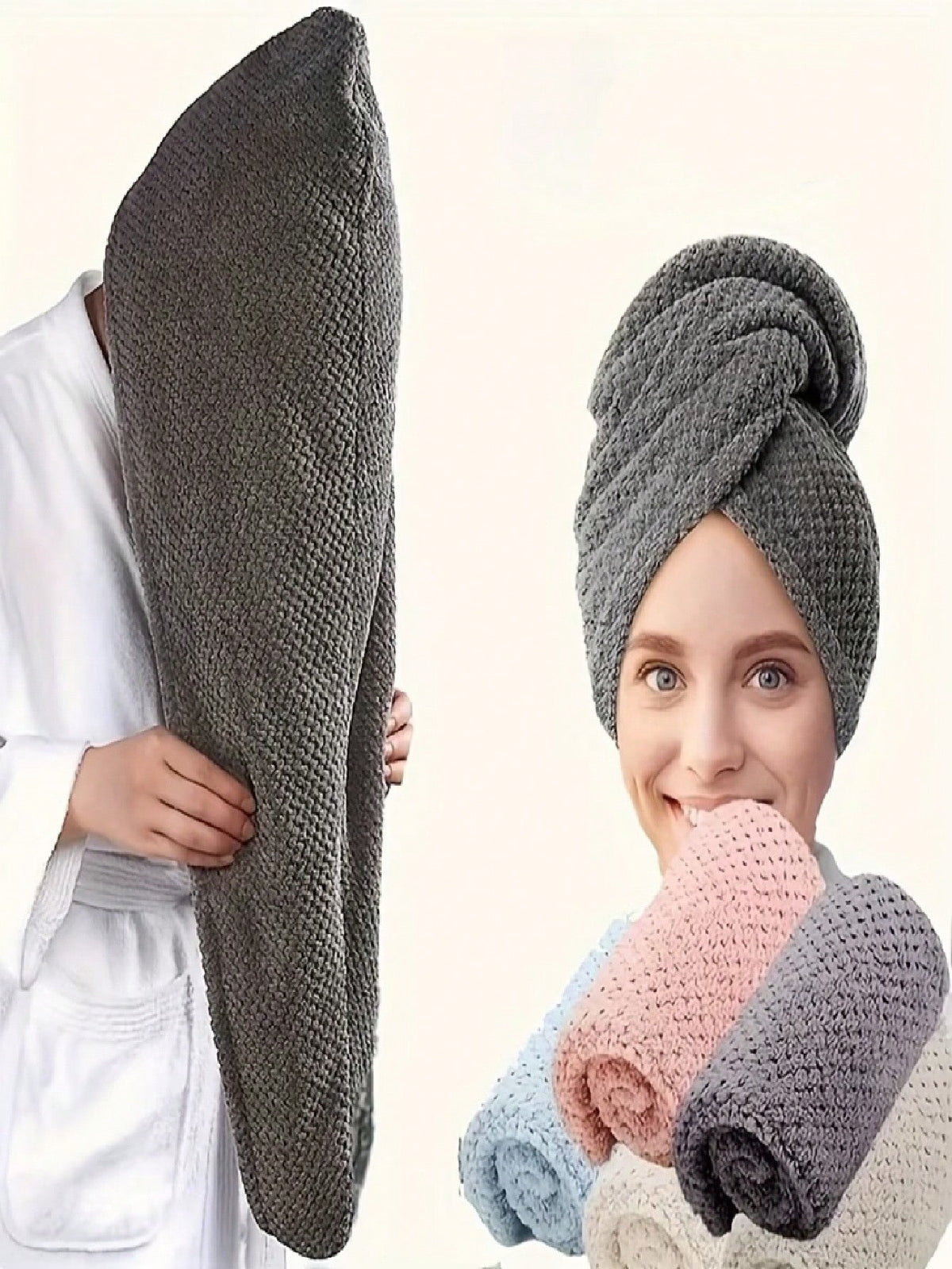 1/2/4pcs Microfiber Hair Towel, 300Gsm Soft Dry Hair Cap, Minimalist Solid Color Bathroom Towel, Super Absorbent Quick Dry Curly Hair Turban, Anti-Frizz Wet Hair Shower Cap, Bathroom Supplies