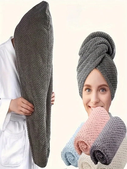 1/2/4pcs Microfiber Hair Towel, 300Gsm Soft Dry Hair Cap, Minimalist Solid Color Bathroom Towel, Super Absorbent Quick Dry Curly Hair Turban, Anti-Frizz Wet Hair Shower Cap, Bathroom Supplies