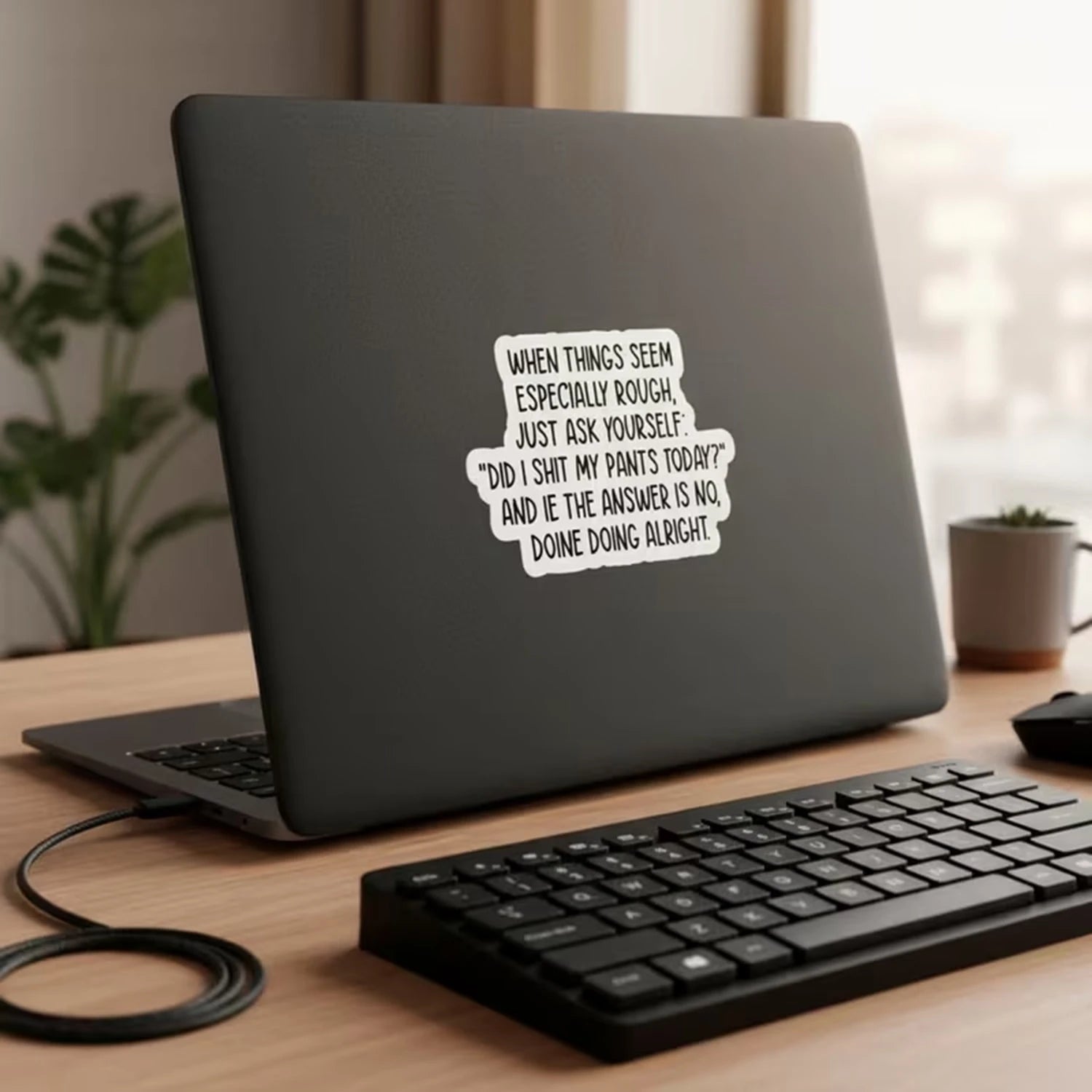 1/2/5pcs Did I Sh*T My Pants Today" Vinyl Sticker- Funny Sarcastic Laptop Decal With Humorous Quote, Reusable Semi-Matte Decal For Water Bottles, Tumblers, And More, Humorous Gift Idea, Water Bottle