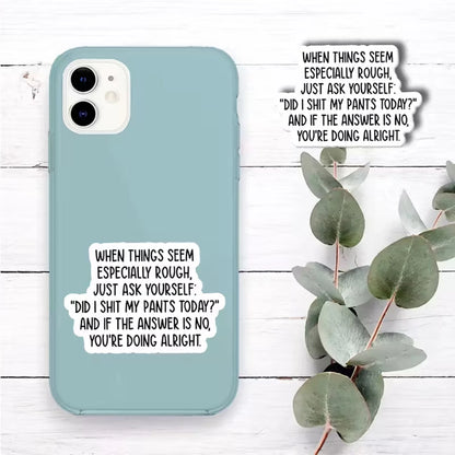1/2/5pcs Did I Sh*T My Pants Today" Vinyl Sticker- Funny Sarcastic Laptop Decal With Humorous Quote, Reusable Semi-Matte Decal For Water Bottles, Tumblers, And More, Humorous Gift Idea, Water Bottle