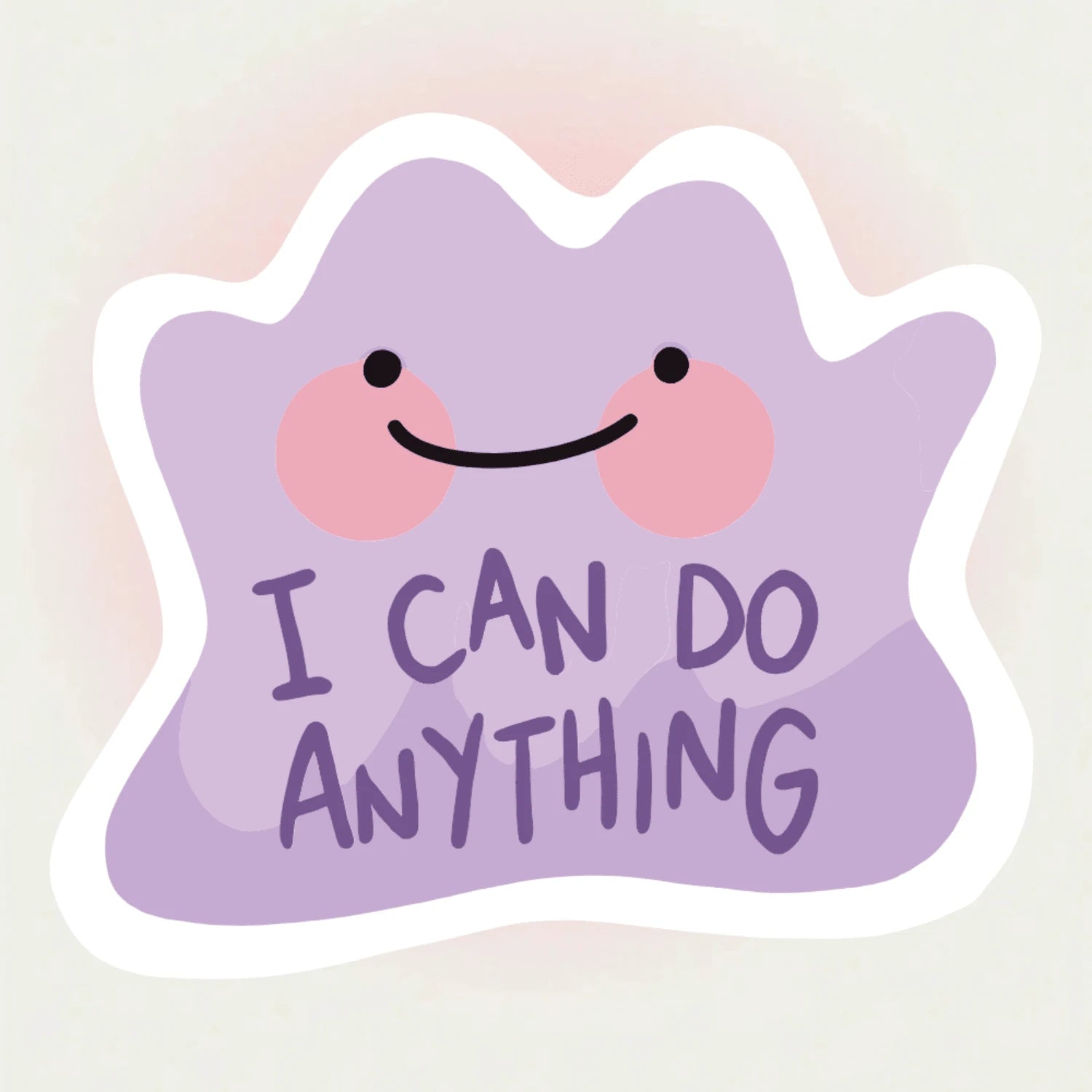 1/2/5pcs "I CAN DO ANYTHING" Cute Purple Blob Sticker, A Powerful Self-Affirmation Slogan To Cheer Yourself Up And Boost Confidence.Suitable For Laptops, Water Bottles, Notebooks, Cups