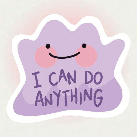 1/2/5pcs "I CAN DO ANYTHING" Cute Purple Blob Sticker, A Powerful Self-Affirmation Slogan To Cheer Yourself Up And Boost Confidence.Suitable For Laptops, Water Bottles, Notebooks, Cups