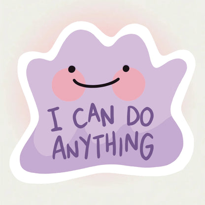 1/2/5pcs "I CAN DO ANYTHING" Cute Purple Blob Sticker, A Powerful Self-Affirmation Slogan To Cheer Yourself Up And Boost Confidence.Suitable For Laptops, Water Bottles, Notebooks, Cups