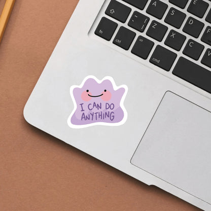 1/2/5pcs "I CAN DO ANYTHING" Cute Purple Blob Sticker, A Powerful Self-Affirmation Slogan To Cheer Yourself Up And Boost Confidence.Suitable For Laptops, Water Bottles, Notebooks, Cups