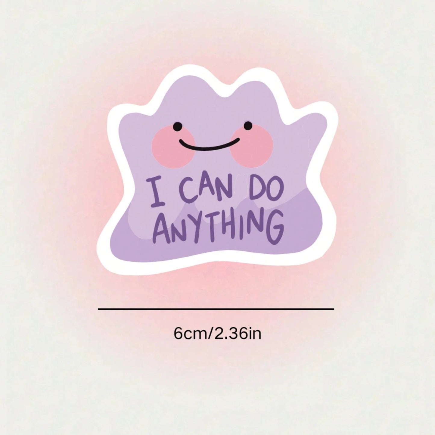 1/2/5pcs "I CAN DO ANYTHING" Cute Purple Blob Sticker, A Powerful Self-Affirmation Slogan To Cheer Yourself Up And Boost Confidence.Suitable For Laptops, Water Bottles, Notebooks, Cups