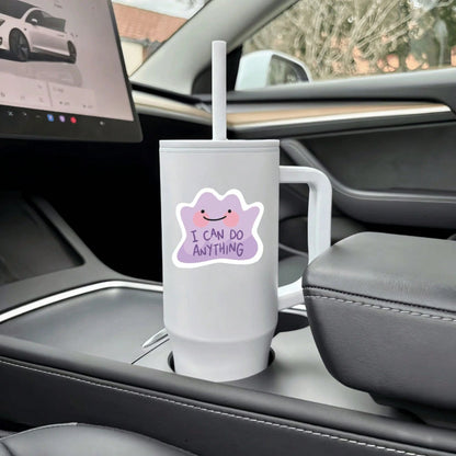 1/2/5pcs "I CAN DO ANYTHING" Cute Purple Blob Sticker, A Powerful Self-Affirmation Slogan To Cheer Yourself Up And Boost Confidence.Suitable For Laptops, Water Bottles, Notebooks, Cups
