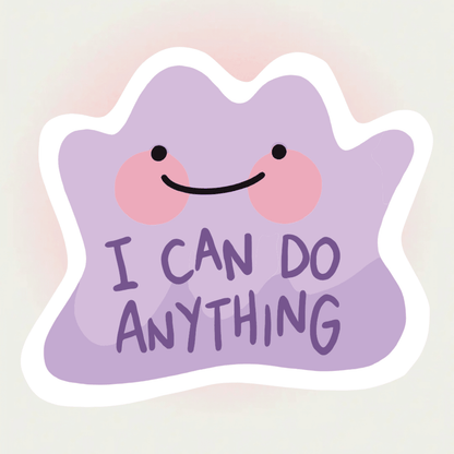 1/2/5pcs "I CAN DO ANYTHING" Cute Purple Blob Sticker, A Powerful Self-Affirmation Slogan To Cheer Yourself Up And Boost Confidence.Suitable For Laptops, Water Bottles, Notebooks, Cups