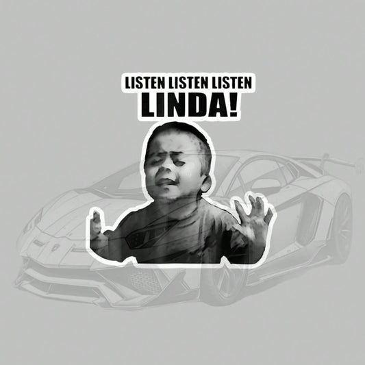 1/2/5Pcs "Listen Linda" Vinyl Stickers,Suitable For Fits Bicycles, E-Scooters, Skateboards, Outdoor GeaCars, Trucks, Laptops, Home, And Metal Surfaces