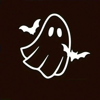1/2/5pcs Minimalist Ghost Bat Rearview Mirror Car Vinyl Stickers,Cute Simple Line Art Ghost With Tiny Bats Design,Waterproof Removable Rear View Mirror Decor Stickers,Spooky Halloween Mini Ghost Bat C