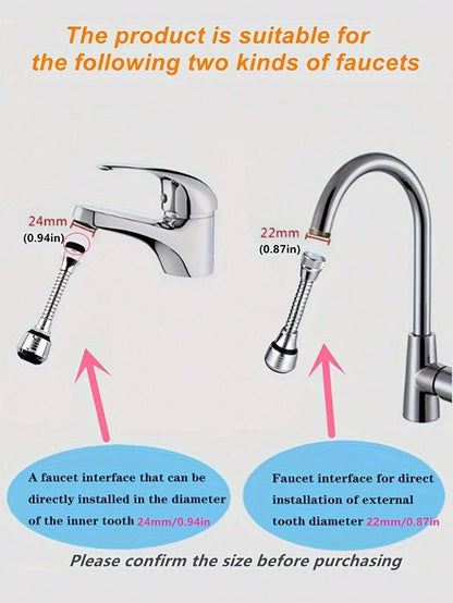 1/2pcs 360° Rotating Faucet Extender, Faucet Water Saving Device, Stainless Steel Splash-Proof Nozzle Filter, Faucet Booster, 2 Water Flow Modes, Suitable For Bathroom, Toilet, Kitchen, Dining Room, S