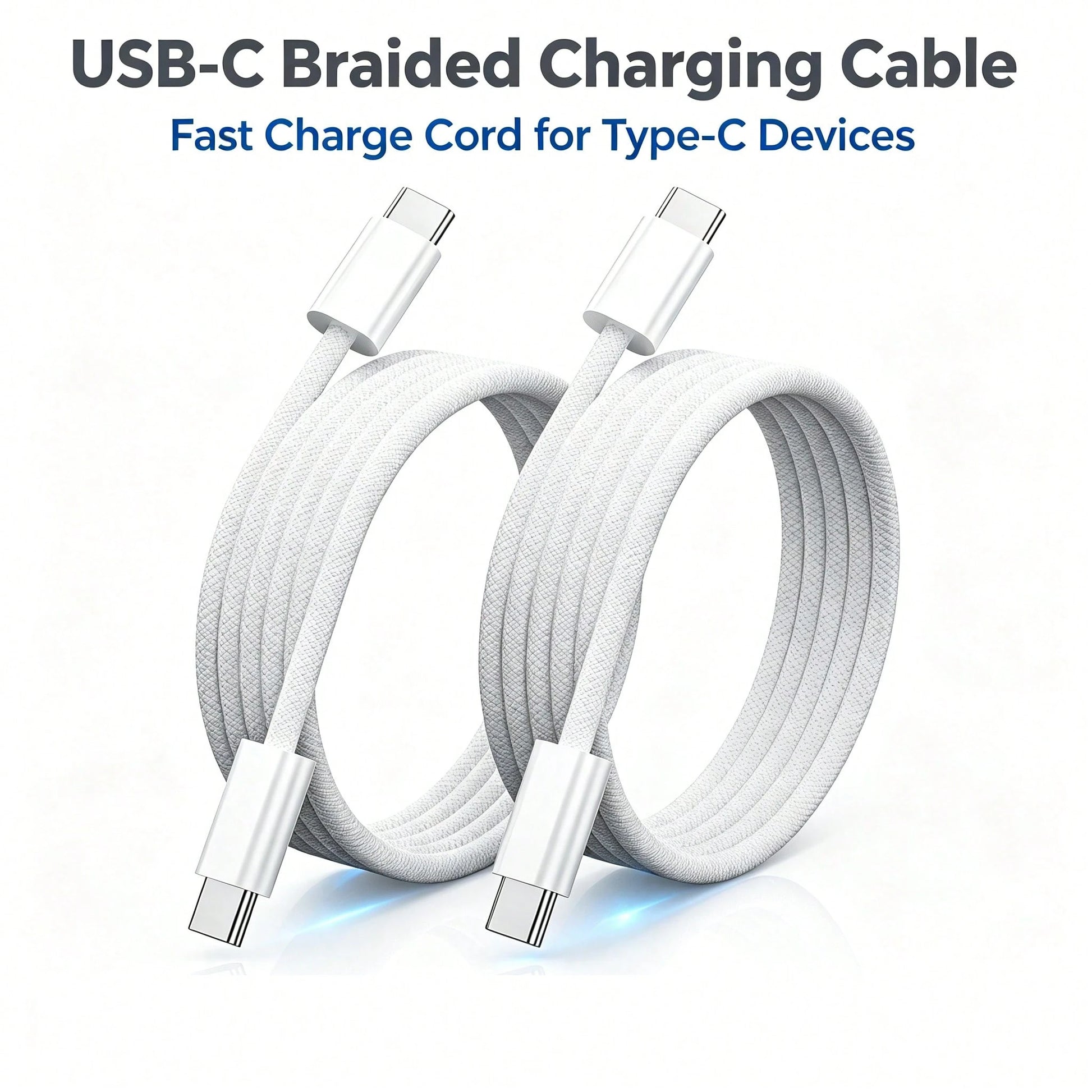 1/2pcs Braided Anti-Yellowing Dirt-Resistant Anti-Folding Wear-Resistant Material Flexible Easy Storage Anti-Tangle Minimalist All-Purpose Type-C Universal Fast Charging Data Cable Compatible With App